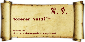 Moderer Valér névjegykártya